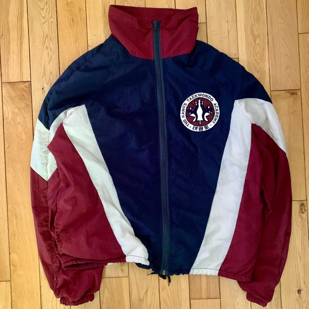 Windbreaker Men's Large Y2K Vibe Color Blocking Red White Blue Embroidered Logo